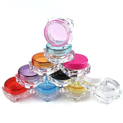 100Pcs 3g 5g / 3ml 5ml Plastic Empty Cosmetic Sample Jar Pot Vials Square Bottom Makeup Container For Face Cream Lip Balm Nail Art Storage Boxes (3g,Black)