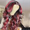 13x4 Hot Red Highlight Lace Front Wigs Human Hair Loose Body Wave Wig Pre Plucked with Baby Hair for Black Women (18inch,13x4 lacefront wig) view 4