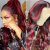 13x4 Hot Red Highlight Lace Front Wigs Human Hair Loose Body Wave Wig Pre Plucked with Baby Hair for Black Women (16inch,13x4 lacefront wig) view 2