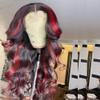 13x4 Hot Red Highlight Lace Front Wigs Human Hair Loose Body Wave Wig Pre Plucked with Baby Hair for Black Women (16inch,13x4 lacefront wig) view 3