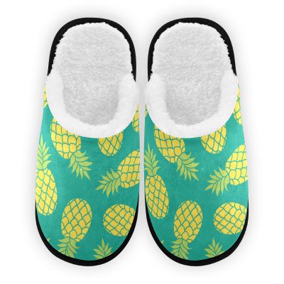 Umidedor Summer Colorful Tropical Pineapple Mens Slippers, Soft Memory Foam Non-Slip Indoor House Slippers Home Shoes for Bedroom Hotel Travel Spa