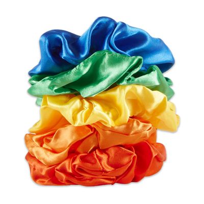 Hadley Wren Women's Scrunchie Collection, 5 Piece Set, Satin Rainbow, One Size