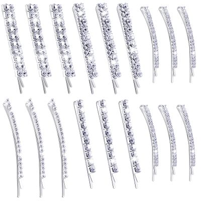 15 Pieces Rhinestone Hair Clips Metal Rhinestone Hair Pins Clear Crystal Bobby Pins for Women Luxury Hair Barrettes Bling Hair Pins Hair Accessories for Party Wedding Daily(Silver)