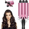 Broteen Hair Curling Iron, 3 Barrel Curling Iron Wand 1 Inch Crimper Hair Iron 25mm Waver Iron Temperature Adjustable Heat Up Quickly Last Long Mermaid Hair Waver Iron Pink view 1