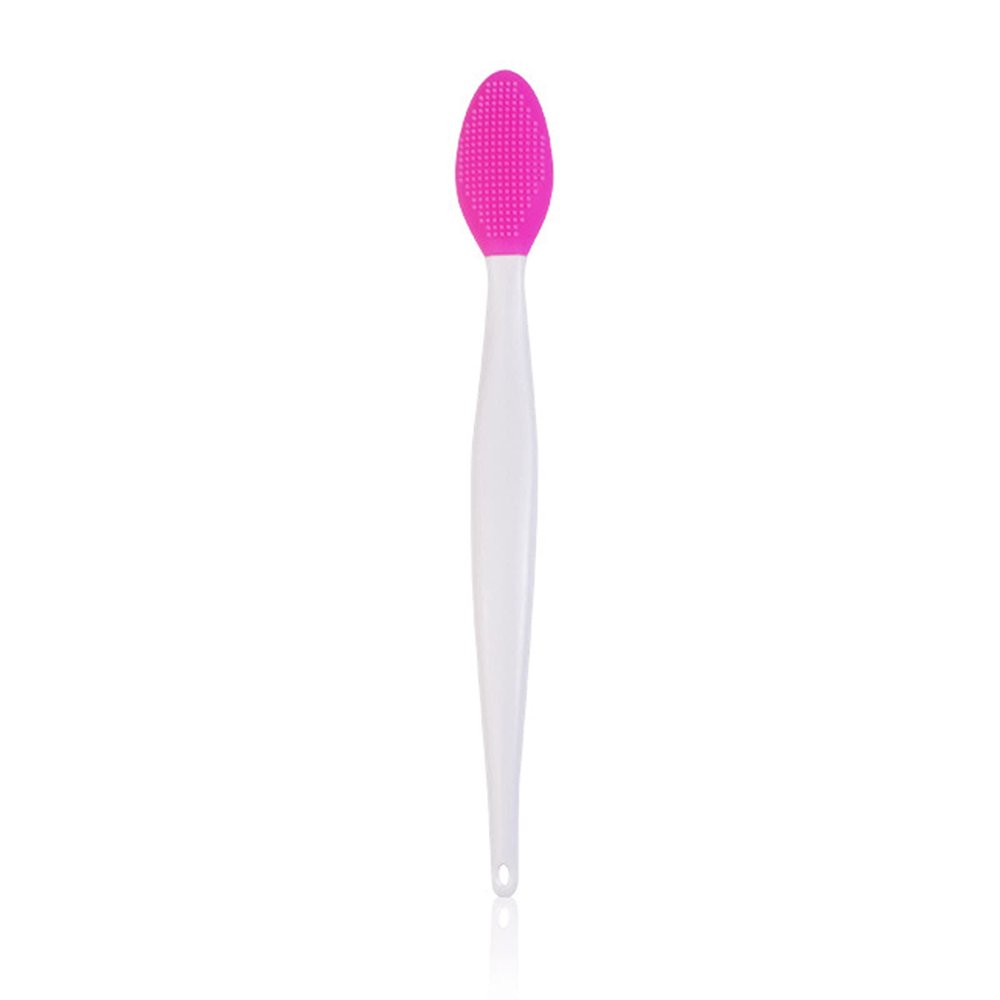 Double Side Nose Brush, Silicone Beauty Nasal Blackhead Removing Long Handle Blackhead Clean Tools,Skin Cleaning Tools for Home - Pink