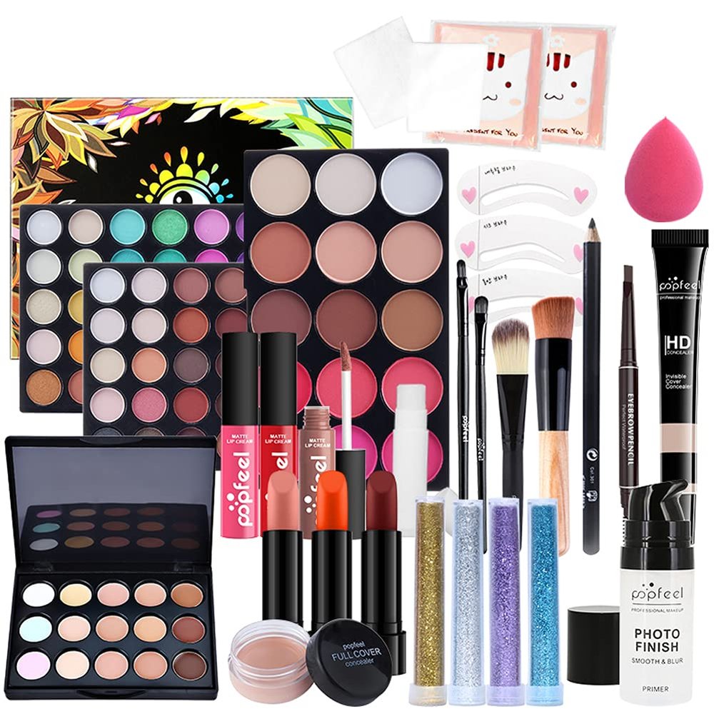 Creamoon All in One Makeup Gift Kit, Multipurpose Makeup Kit for Women Full Kit, Beauty Kit Include Lipstick Set Eye Shadow Eyebrow Pencil Lip Gloss Cosmetic Brush Eye Makeup(25 Pcs)