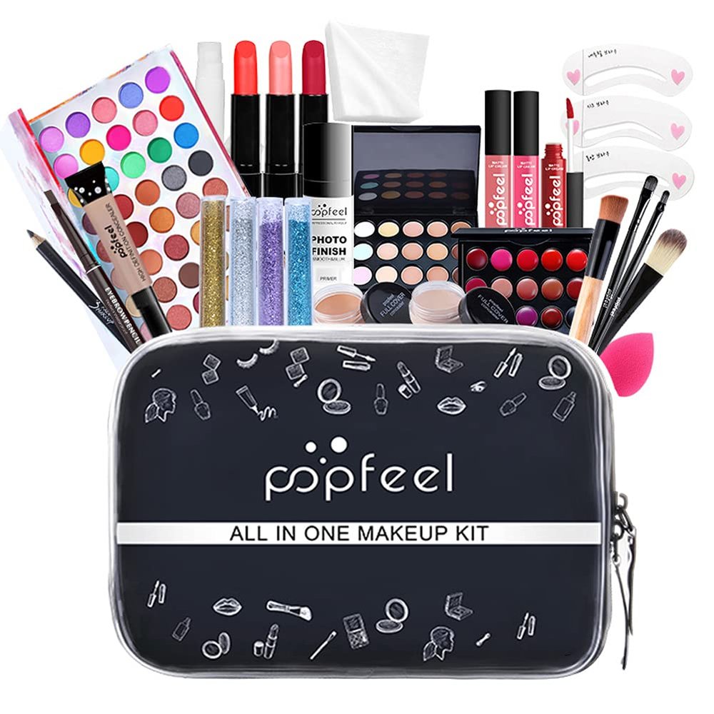 Creamoon All in One Makeup Gift Kit, Multipurpose Makeup Kit for Women Full Kit, Beauty Kit Include Eye Shadow Lipstick Set Face Makeup Makeup Tools Eyeliner Cosmetic Brush Colorful Eye Pigment (27 Pcs)