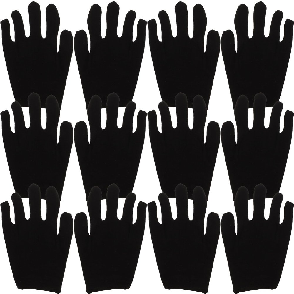 Beaupretty Black Cotton Gloves 12 Pairs Black Cotton Gloves, Jewelry Touching Car Driving Moisturizing for Men Women Size Warm Work