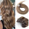 MicroLink Hair Extensions Human Hair Micro Loop Extension 0.5g/Strand 100 Strands 50g Silky Straight Micro Link Human Hair Invisible Micro Bead Hair Extensions 20 Inch, #4/613 Brown Mix with Blonde view 1