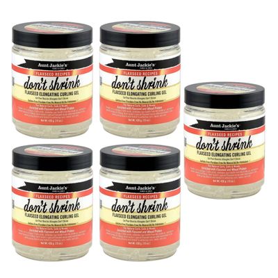 Aunt Jackies Flaxseed Curly Hair Gel - Elongating Custard Gel for Fine, Thick, Wavy, Curly & Kinky-Coily Natural hair  Curly Hair Gel to Prevent Dryness and Flaking  15 Ounce (Pack of 5)