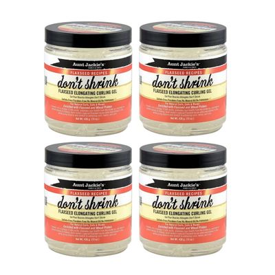 Aunt Jackies Flaxseed Curly Hair Gel - Elongating Custard Gel for Fine, Thick, Wavy, Curly & Kinky-Coily Natural hair  Curly Hair Gel to Prevent Dryness and Flaking  15 Ounce (Pack of 4)