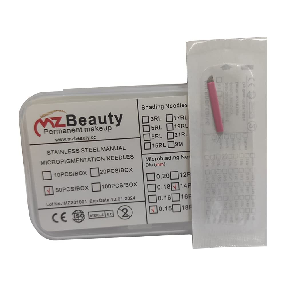 0.15mm Nano Microblading Needles Blade 14Flat Tattoo Needle Flexi Eyebrow Permanent Makeup Agujas Microblade 14Pins With LOT EXP