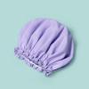 Large Shower Cap, Reusable, Double Layer Lined with Soft Waterproof Material, Ruffle Trim, for All Hair Lengths (Purple) view 3