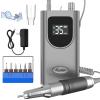Kredioo Nail Drill 35000RPM Professional Electric Nail Drill Rechargeable Portable Efile Machine 6 Bits Kit Remove Acrylic Gel Nails Dip Powder for Salon Manicure Pedicure -Grey view 1