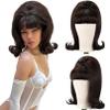 LONAI Retro Brown Wig 50s 60s 70s Wig with Bangs for Women Synthetic Hair for Halloween Costume Party view 1