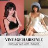 LONAI Retro Brown Wig 50s 60s 70s Wig with Bangs for Women Synthetic Hair for Halloween Costume Party view 2
