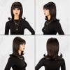 LONAI Retro Brown Wig 50s 60s 70s Wig with Bangs for Women Synthetic Hair for Halloween Costume Party view 4