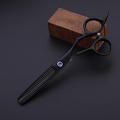 Hair Cutting Scissors, Professional japan 6cr 6 '' black cut hair scissors cutting barber haircut scissor thinning shears hairdressing scissors BY ZZYY (Color : Thinning)