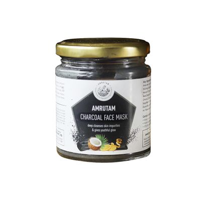 AMRUTAM Charcoal Face Mask With Manjistha, Multani Mitti, Guava Leaf Juice - (150Gms) - Single Jar
