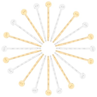 arricraft 100 Pcs Hair Pin Findings, Iron Bobby Pins with 8mm Brass Flat Round Tray, Hair Clips Bases for Diy Headwear Accessories, Silver and Golden