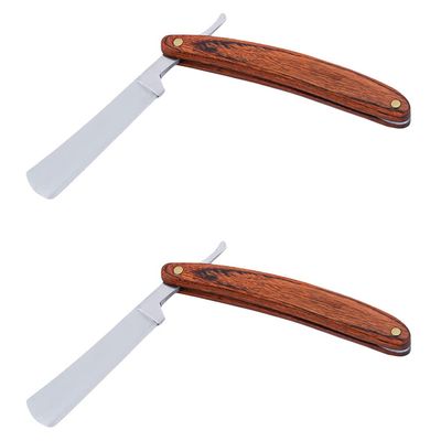 Beaupretty 2Pcs Straight Razor: Professional Barber Razor with Wooden Handle - Old Fashion Beard Trimming Cutter for Home Salon