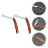 Beaupretty 2Pcs Straight Razor: Professional Barber Razor with Wooden Handle - Old Fashion Beard Trimming Cutter for Home Salon view 2