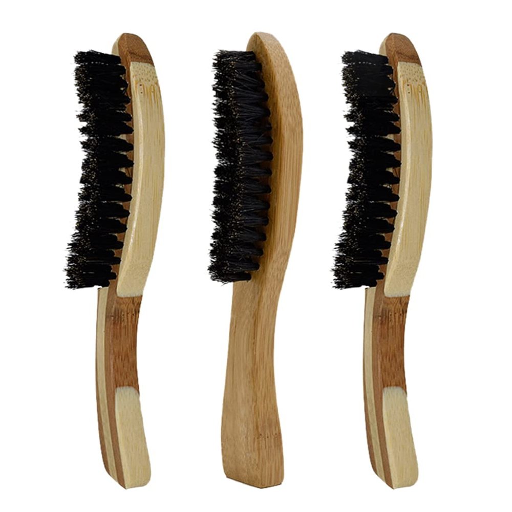 Beaupretty 3pcs Long Handle Boar Bristle Beard Brush for Gentle Cleaning and Grooming Moisture-resistant for Travel and Daily Use Beard Care Tool Random Style