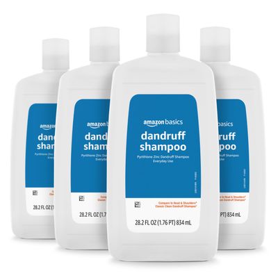 Amazon Basics Dandruff Shampoo for Normal to Oily Hair, 28.2 Ounce (Pack of 4)