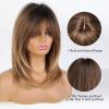 Alanhair Ombre Brown Wigs for Women,Shoulder-Length Layered Wigs with Bangs Heat Resistant Synthetic Fibre Wigs view 2