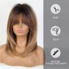 Alanhair Ombre Brown Wigs for Women,Shoulder-Length Layered Wigs with Bangs Heat Resistant Synthetic Fibre Wigs view 4