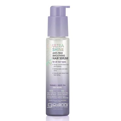 GIOVANNI 2chic Ultra-Shine Anti-Frizz Smoothing Hair Serum, 2.75 oz  All Hair Types, Dual Taming Complex of Tsubaki Seed Oil & White Tea, Detangles, Smooths & Conditions, Tames Frizz & Flyaways