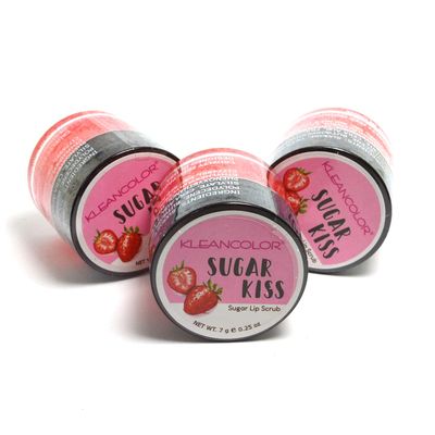 Kleancolor 3 Pcs of Sugar Kiss-Sugar Lip Scrub Fruit Oil and Shea Butter Treatment LG506[3ST] + Free Zipper Bag