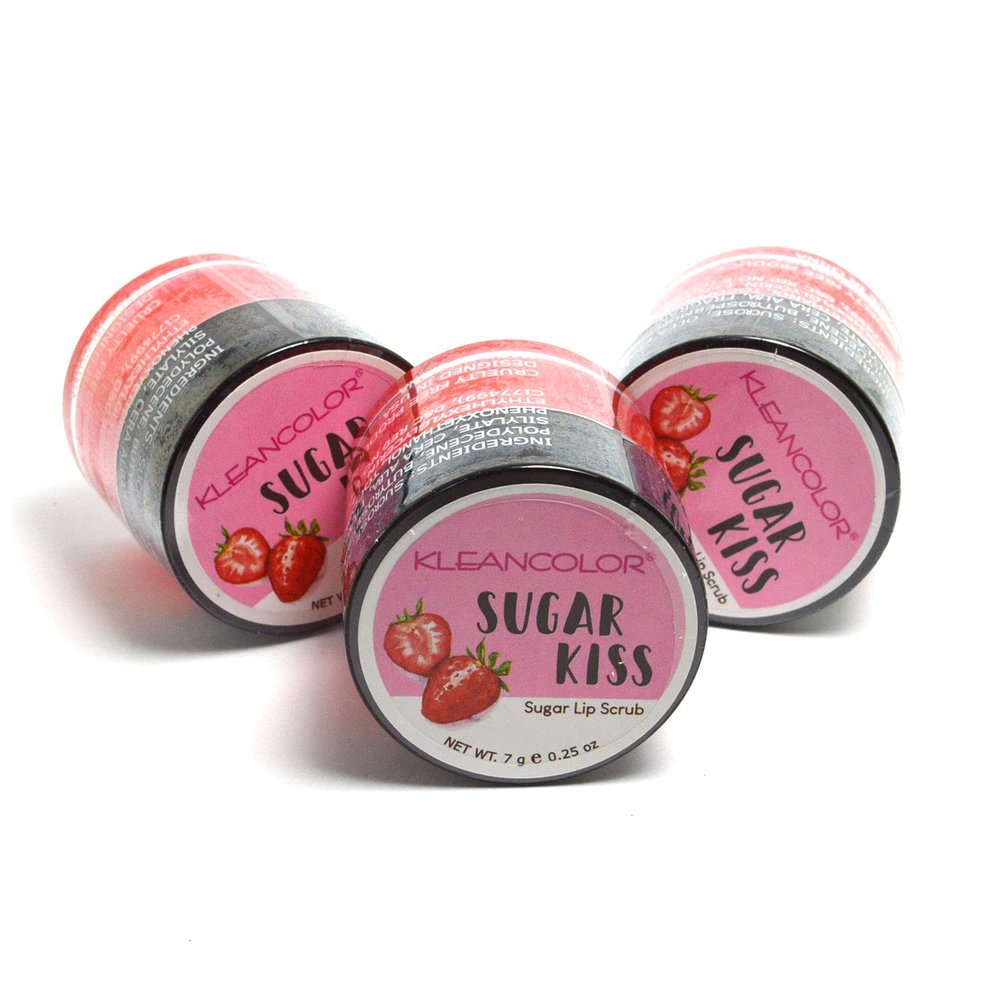 Kleancolor 3 Pcs of Sugar Kiss-Sugar Lip Scrub Fruit Oil and Shea Butter Treatment LG506[3ST] + Free Zipper Bag
