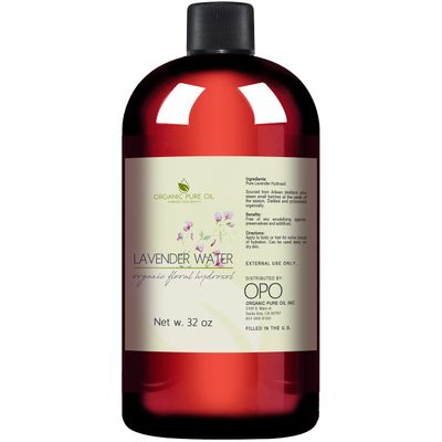 Lavender Water Hydrosol - Pure Steam Distilled Natural Non GMO Calming Bulk Body, Face, Facial Toner, Aromatherapy, Set Makeup, Cleanser Mist Spritz - 32oz - OPO
