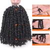 ZRQ Short 8 Packs Pre-twisted Bob Passion Twist Crochet Hair with Curly Ends 8 Inch Pre looped Black Passion Twists Hair 12 Roots/Pack Synthetic Bohemian Crochet Braids Hair for Black Women 1B# view 3