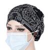 3 Pieces Soft Adjustable Bouffant Caps with Buttons Fabric Flower Pattern Elastic Bouffant Cap Turban Skull Cap Head Hair Covers with Sweatband Women Chemo Caps with Button Headband for Women Men view 4