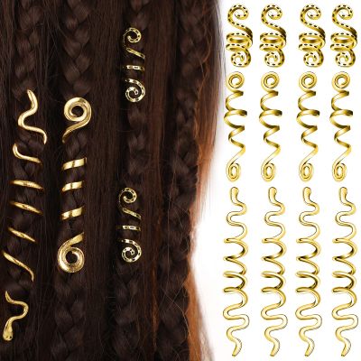 12 Pcs Celtic Hair Jewelry - Alloy Dreadlock Accessories, Loc Coil Jewels, Hair Cuffs, Snake Clips for Women and Girls (Gold, Vintage Style)