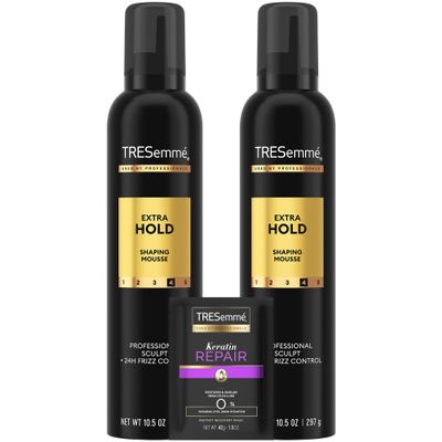 TRESemm Shaping Mousse, Extra Hold 2-Pack Moisturizing Hair Mousse for Sculpting, 24H Frizz Control + Keratin Mask