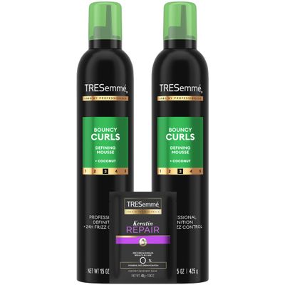 TRESemm Defining Hair Mousse, Bouncy Curls 2-Pack  Curly Hair Products with Nourishing Coconut & Avocado Oil + Keratin Hair Mask