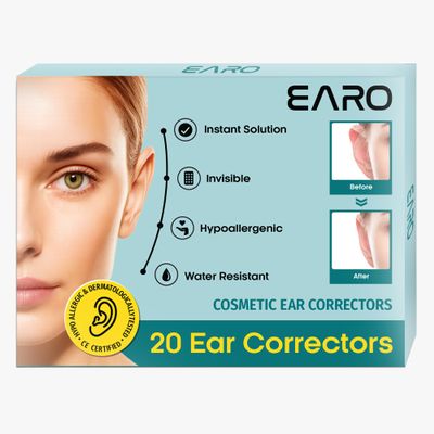Earo Cosmetic Ear Corrector Stronger Ear Tape Patches to Hold Back Protruding Ears Without Surgery Discreet Ear Stickers for Big Ears - Ear Pinning Tape without Surgery 20 Pack Clear, One Size