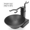 AMONIDA Shaving Brush Stand, Shaving Stand, Black Stainless Steel Men Shaving Brush Stand Shaving Bowl for Placing or Cleaning Shaving Brush view 3