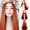 Haoke Kinky Straight Lace Front Wigs Side Part Long 350# Ginger Colored Wig Glueless Lace Wigs Synthetic Yaki Straight Wig Heat Resistant Fiber Hair Brown Red Wig With Baby Hair For Black Women view 1