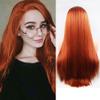 Haoke Kinky Straight Lace Front Wigs Side Part Long 350# Ginger Colored Wig Glueless Lace Wigs Synthetic Yaki Straight Wig Heat Resistant Fiber Hair Brown Red Wig With Baby Hair For Black Women view 3