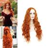Haoke Ginger Orange Color None Scalp Lace Front wig Middle Part Wig Long Water Wave Synthetic Wig Pre Plucked wig for White or Black Women Halloween Party Use wig view 1