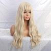 Haoke Long Light Blonde Wigs with Bangs Heat Resistant Synthetic Wavy Wigs for Women African American fashion hairs view 2