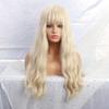 Haoke Long Light Blonde Wigs with Bangs Heat Resistant Synthetic Wavy Wigs for Women African American fashion hairs view 3
