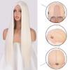 Haoke White Synthetic Wigs Straight Hair Heat Resistant Hair Fake Lace Front Wig With Middle Part Natural Long Straight Wig 24 Inch view 4
