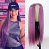 Haoke Light Purple Long Straight Hair Wig Glueless Heat Resistant Fiber Hair Synthetic Hair Wigs None Lace Front Wigs for Fashion Women view 3