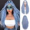 Haoke Light Blue Color No Lace Front Wig Long Wavy Synthetic Wig Heat Resistant Fiber Middle Parting full machine make Halloween Party Use wig view 1