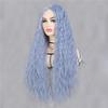 Haoke Light Blue Color No Lace Front Wig Long Wavy Synthetic Wig Heat Resistant Fiber Middle Parting full machine make Halloween Party Use wig view 2